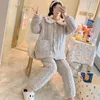 Women's Sleepwear Winter Thick Nightwear Women Coral Velvet Quilted Pajamas Homewear Three Layer Pyjamas Ladies Flannel Set