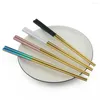 Chopsticks REURUABLE 23,5 cm Square 304 Rostfritt stål Japanskt guld Rose Sushi Hashi Återanvändbar färgglad 1 par