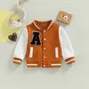 Jackets Toddler Baby Boy Girl Baseball Jacket Varsity Bomber Jackets Coat Color Block Button Down Casual Sports Outwear 230731