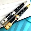 Edizione limitata Elizabeth Pen Metallo nero di alta qualità Argento dorato inciso Penna roller Penne stilografiche Forniture per ufficio da scrittura 326O