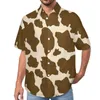 Chemises décontractées pour hommes Vache Imprimé Taches Chemise De Plage Noir Et Blanc Animal Été Hommes Drôle Blouses À Manches Courtes Graphique Vêtements Grande Taille