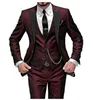 Costumes pour hommes Costume Slim Fit 3 pièces Champagne Tuxedo Gentle-Mens Wedding Notch Lapel Groom Terno (Veste Pantalon Gilet)