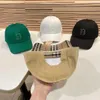 23SS 4Color Mashion Baseball Cap Summer Men Women Letters Print Caps Caps Grid Stripe Pu Leather Hat Discal