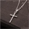 Pendant Necklaces Fashion Cross Pendants Gold Black Color Crystal Jesus Necklace Jewelry For Men/Women Wholesale Drop Delivery Dhweo