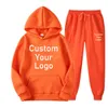 Mens Tracksuits Men Kvinnor gör din designtext anpassade hoodie set original tryckt tröja och tröjor 2 stycken 230731