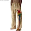 Erkekler Pantolon Erkek Papaz Düz Pantolonları 3D Baskı Elastik Piyango Tasarım Ön Cep Pantolon Plaj Hayvan Kuş Grafik Baskı Rahat Z230802
