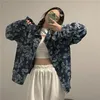 Women's Jackets Harajuku Floral Graffiti Print Denim Jacket Women Hip Hop Streetwear 2023 Spring Long Sleeve Oversize Casual Loose Jeans