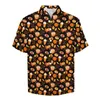 Camisas informales para hombre, blusas de Donut de chocolate, camisa de playa de gran tamaño con estampado hawaiano de manga corta y hojas de otoño para hombre