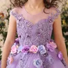 Girl S Dresses Flower Girl Elegant Dress First Communion for Girls Children Purple Tulle Ball Gown Kids Pageant Wedding Clothes 230731