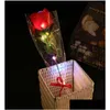 Décoration de fête Glowing Roses Artificielles Fleurs Led Light Up Longue Tige Faux Soie Rose Pour Diy Bouquet Table Centre De Table Accueil Atmosph Dhrkj