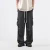 Men's Pants 5 Colors Summer Cargo Men Fashion Pocket Casual Streetwear Loose Wide Leg Mens Oversized Trousers S-2XL