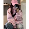 女性用ジャケットHouzhou Pink Windbreakersジャケット女性特大の韓国ファッションアノラックジッパーフードグランジY2Kストリートウェアアウトドアコート230731