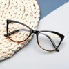 Солнцезащитные очки ретро-модные кошачьи глаза Женщины для чтения очки леопардовые металлические оптические рамы против синего света плюс 0- 600