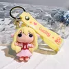 Cute Anime Keychain Charm Key Ring Fob Pendant Lovely American Girl Goblin's Tail Doll Couple Students Personalized Creative Valentine's Day Gift A8 UPS