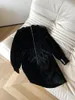 カジュアルドレスブラックベルベットスモールスタンドカラーパールドリルバックルドロップ形状のくぼみスリムイブニングドレス