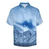 남자 캐주얼 셔츠 겨울 산맥 비치 셔츠 판타지 스카이 스카이 인쇄 하와이 맨 Y2K 블라우스 짧은 슬리브 그래픽 옷 큰 크기