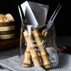 20Set/Lot Stainless Steel Bamboo Root Wood Fruit Fork Toast Pizza Cutter Cake Cream Butter Spreader Mini Cheese Knife