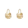 Hoop Earrings Korean Gold Color Shell Flower Ball Earring For Women Girls Party Wedding Jewelry Pendientes Accessories EH142