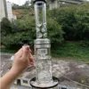 16 Inch Clear Glass Bong Hookahs with Tire Perc Double Layer Water Recycler Dab Rig Pipes for Smoking