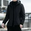 남성용 재킷 브랜드 Fleece Lined Hooded Jacket Men 2023 가을 겨울 캐주얼 바람 방전 코트 단색 아웃복 의류