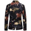 Черный винтажный барокко цветочный пиджак Men 2019 бренд ночной клуб Mens Blazer Jutk Party Свадебный выпускной пиджак сцены одежда XXL274J