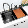 Cascata moderna per lavello da cucina Lavello in acciaio inox Nano Lavello multifunzione Lavello nero Lavastoviglie Accessori da cucina