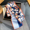 Schals Elegante Seide Skinny Schal Frauen Halstücher Foulard Weibliche Lange Haarbänder Blumendruck Große Krawatten Band Halstuch Bandana J230801