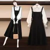 Casual Dresses Women's Spring Autumn Dress 2pieces/Set Patchwork Button Long Sleeve Korean Elegant 3368