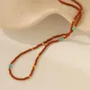 Collane con ciondolo INS Fashion Vintage Warm Brown Seed Beads Collana per donna Acciaio inossidabile Dainty Choker Accessori fatti a mano