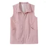 Vrouwen Vesten Zomer Dunne Roze Vest Vrouwen 4XL Dubbellaags Gevoerd Casual Mouwloze Jas Vest Basic Rits Vest 2023 zonnebrandcrème