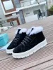 Designer Women Nylon Booties winter High cylinder wool Warm Suede lace-up bootie Snow boots fashion high-quality Casual leather Padded Nappa Sneake