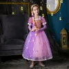 Flickas klänningar barn flicka rapunzel klänning barn trasslade förklädnad karneval tjej prinsess dräkt födelsedagsfest klänning kläder 2-10 år 230731