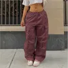 Pantalon Cargo pour femmes, salopette droite ample, nouvelle mode, taille haute, jambes larges, décontracté, avec cordon de serrage, printemps 2023