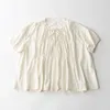 Women's Blouses Summer Cotton Smocked Pleated Puff Sleeve Tunic Babydoll Blouse For Chubby Big Size Sweet Beautiful Old Money Classy Shirt