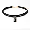 Kedjor 4 stycken choker halsband set klassisk gotisk svart spets enkel trendig charm chic mode lyckliga läckra krage