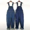 Men's Jeans Overalls Jumpsuit Large Size Strap Straight Blue With 7 Pockets More Sizes 30-48 50 Denim