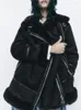 Women's Leather FTLZZ Autumn Winter Women Fashion Faux Suede Fur Jacket Streetwear Loose Thick Warm Snow Coat Moto Biker Outwear