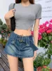 Rokken In Zomer Culottes Hoge Taille Cowboy Koreaanse Versie Retro A-lijn Afslanken Bodem Sexy Stijlvolle Midi Rok Vrouwen Kleding