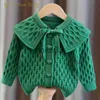 Cardigan Baby Sweater for Girls In SpringAutumn 2023 New Children's Online Celebrity Coat for Girls Coat Knitted Cardigan Kids Clothes J230801