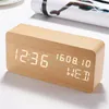 Zegary stołowe Kreatywne drewniane budziki budziki Elektroniczne z datą temperaturę USB wtyczka cisza wielofunkcyjne cyfrowe biurko cyfrowe