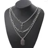 Pendant Necklaces Punk Necklace Multi-Layer Chain Cross For Women Men Metal Chains Hip Hop Goth Jewelry Gifts