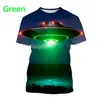 Heren T Shirts 2023 Zomer Nieuwste Alien 3D Afdrukken Ufo Fashion Casual Korte Mouwen T-shirt Los En Ademend