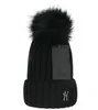 Brand New Winter Visor Hats Women Mixed color knit Beanie Skullies Hat Female Thick Velvet Hair Ball Warm Bonnet Caps Bib Set