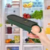 Förvaringsflaskor äggbehållare för kylskåp stapelbart bricka kylskåpsarrangör med lock auto rullar ner smart