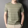 Camisetas masculinas Tops de marca de verão Tops de marca Urban Designer Listra Clássico Manga Curta Casual Moda Roupas Masculinas 2023