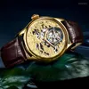 Armbandsur Aesop Tourbillon Mechanical Watch Men Zodiac Dog Skeleton Hollow Sapphire Luxury Arm Wristwatch Waterproof Business Sport Leather