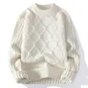 Men's Sweaters Autumn Winter Men Solid O-neck Sweater Youthful Vitality Daily Pullovers Male Warm Tops Mens White Knit