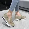 Dress Shoes Female Wedge Sequin Mesh Breathable Women Gold Silver Platform Sneakers Height Increasing Wedges Casual 230801