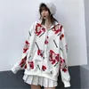 Kadın Ceketleri Kadın Sonbahar Gevşek Kapşonlu Palto Japon Harajuku Sevimli Ayı Baskı Dış Giyim Kız Bahar Büyük Boy Ceket Sonbahar Giysileri
