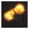 Party Hats Flash Cat Long Fur Ears Headband Hat Cosplay Costume Glowing Hairband Led Plush Hair Hoop Headdress For Women Girl White Dr Dhlxq